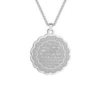LUTAKU Ayat Al Kursi Necklace Stainless Steel Arabic Quran Verse İslamic Jewelry Chain For Women Girls, Gift For Birthday and Lover (Steel)