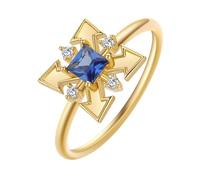 LUTAKU Blue Zircon 4 - Arrow Square Ring, Unique Design, Women's Daily Accessory, Birthday Present
