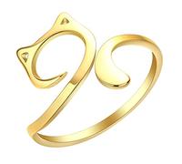 LUTAKU Cat Ears Adjustable Rings for Women Girls, Stainless Steel Yarn Spring Knuckle Assistant Yarn Guide Jewelry Gift (gold)