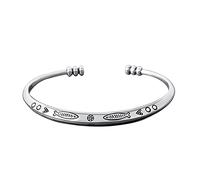LUTAKU Chiang Mai, Thailand Ethnic Style Handmade 925 Silver Bangle Bracelet for Women Girls Vintage Opening Thai Silver Carved Fish Bracelet Jewelry Gift (Silver)