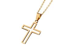 LUTAKU Cross Stainless Steel Necklace for Women Men, Unisex Religious Cultural Accessory