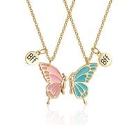 LUTAKU Cute Butterfly BFF Necklaces for 2, Enamel Butterfly Friendship Necklace for Teen Girls Women Best Friend Birthday Gift (Gold)