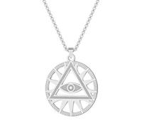 LUTAKU Egypt Eye of Providence Pendant Illuminati Pyramid All-Seeing Evil Eye Necklace for Men Women Geometric Triangle Egyptian Choker Chain (silver)