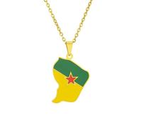 LUTAKU French Guiana Map and Flag Necklace for Women Men, French Guiana Necklace Pendant Charm, Stainless Steel Map Jewelry Accessories