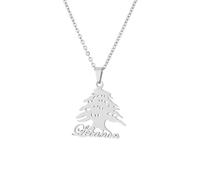LUTAKU Lebanon National Emblem - Shaped Stainless Steel Necklace for Women Men, Unisex Cultural Accessory