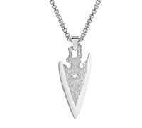 LUTAKU Mens Jewellery Arrowhead Necklace for Men Boys Punk Viking Axe Arrow Talisman Pendants 316L Stainless Steel Hip Hop Chains for Men (Silver)