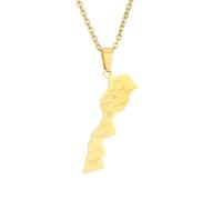 LUTAKU Morocco Map Necklace for Women Men, Morocco Necklace Pendant Charm Chain, Stainless Steel Map Jewelry Accessories (gold02)