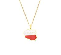 LUTAKU Poland Map and Flag Necklace for Women Men, Polish Necklace Pendant Charm, Stainless Steel Map Jewelry Accessories (gold)