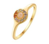LUTAKU Rainbow Opal Thin Ring, Multi - Stone Inlaid Design, Women's Daily Minimalist Band, Ideal Stackable Piece