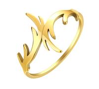 LUTAKU Stainless Steel Deer Antler Finger Rings for Women Girls Mule Deer Head Ring Forest Jewelry Birthday Day Gift (gold)