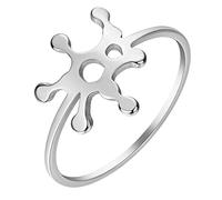 LUTAKU Stainless Steel Serotonin & Dopamine Molecules Ring for Women Girls Minimalist Chemistry Symbol Jewelry Science Lovers Jewelry Gift (silver)