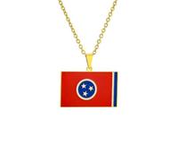 LUTAKU Tennessee Flag Necklace for Women Men, Tennessee Necklace Pendant Charm, Stainless Steel Flag Jewelry Accessories