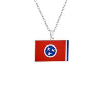 LUTAKU Tennessee Flag Necklace for Women Men, Tennessee Necklace Pendant Charm, Stainless Steel Flag Jewelry Accessories