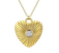 LUTAKU Texture Heart-shaped Zircon Necklace: Made of pure copper. The perfect choice for any occasion, especially for women gifts. Ideal for women as a gift.