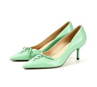 Lutalica W LEMUTISME Women's Pointed Toe Lace Up Bow Stiletto Heel Dress Pumps Green Size 6