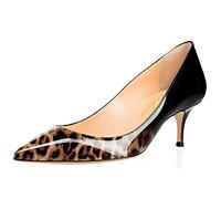 Lutalica W Women's Patent Leather Pointed Toe Basic Comfortable Kitten Heel Slingback Pumps Shoes