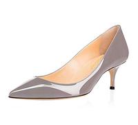 Lutalica W Women's Patent Leather Pointed Toe Basic Comfortable Kitten Heel Slingback Pumps Shoes