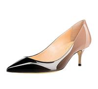 Lutalica W Women's Patent Leather Pointed Toe Basic Comfortable Kitten Heel Slingback Pumps Shoes