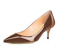 Lutalica W Women's Patent Leather Pointed Toe Basic Comfortable Kitten Heel Slingback Pumps Shoes
