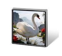 Lutang White Feather Aluminum Alloy Square Lapel Badge Lutang White Feather Premium Smooth Metal Brooch Lapel Pin Fashion Accessory Pin for Daily Wear Gift
