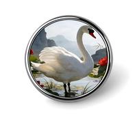 Lutang White Feather Round Alloy Clothing Brooch