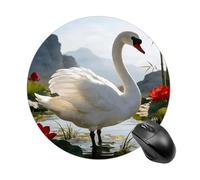 Lutang White Feather Round Rubber Mouse Pad 7.8 Inch Stable Non Slip Circular Computer Mat Portable Resistant Desk Mat for Office Laptop Desktop Professional Daily Working Scenes