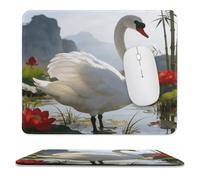 Lutang White Feather Stitched Edge Mouse Pad