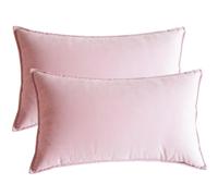 Lutanky Pale Pink Velvet Cushion Covers 30 x 50 cm Decorative Rectangle Throw Pillow Covers (Pack of 2) Soft Oblong Piped Pillowcases for Sofa Bedroom with Invisible Zipper 12x20 Inch
