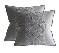 Lutanky Patchwork Design Velvet Cushion Covers 18x18 Inch Grey Decorative Square Throw Pillow Covers for Sofa Bedroom Home Accessories 45x45cm Soft Pillow Cases Set of 2
