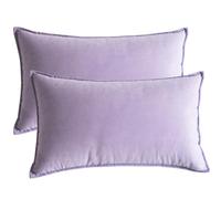 Lutanky Taro Purple Velvet Cushion Covers 30 x 50 cm Decorative Rectangle Throw Pillow Covers (Pack of 2) Soft Oblong Piped Pillowcases for Sofa Bedroom with Invisible Zipper 12x20 Inch
