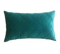 Lutanky Velvet Cushion Cover Elegant Rectangle Throw Pillow Cases Checked Design Soft Pillow Covers for Sofa Bedroom Home Decoration 12x20 Inch 30 x 50 cm(peacock green, 1 Piece)