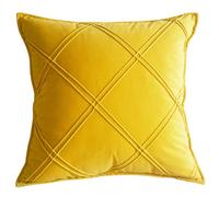 Lutanky Velvet Cushion Covers Decorative Square Throw Pillow Covers Checked Design Elegant Pillowcases for Sofa Bed Living Room 18x18inch 45x45cm (dark yellow,1 Piece)