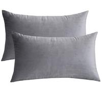 Lutanky Velvet Cushion Covers (Pack of 2) Lovely Rectangle Throw Pillow Cases Soft Solid Decorative Pillow Covers for Sofa Bedroom Car 12x20 Inch 30 x 50 cm (light grey, 2 pieces)