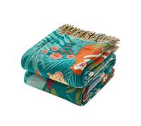 LUTBM Throw Blanket for Couch Sofa Soft Cotton Blankets for Bedroom Living Room All Season Reversible Forest Animals Whimsical Home Decor 50"x60"