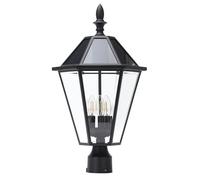 LUTEC 12513LE4-SL-Head LED Post Solar Light Outdoor Vintage Street Lights for Lawn Patio Yard Pathway Garden Mount Base Not Included