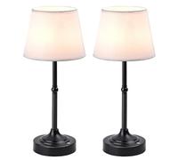LUTEC 2 Pack Black Cordless Table Lamp, Battery Operated 3 Color Stepless Dimming, Small Touch Bedside Lamp Home Decor for Dining, Counter