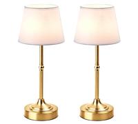LUTEC 2 Pack Gold Cordless Table Lamp, Battery Operated Lamp 3 Color Stepless Dimming, Small Touch Bedside Lamp Home Decor for Dining, Counter, Gold
