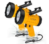 LUTEC 2 Pack Rechargeable Spotlight Flashlight 1000000LM Super Bright, IP67 Waterproof Rechargeable Spotlights Handheld with 4 Modes Search Light with Foldable Stand and Red Light Filter (Orange)