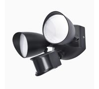 LUTEC 20W LED Security Flood Light, 1700LM 4000K, Outdoor Wall Light with Sensor, Integrated Twin Heads, for Patio, Garden, Yard, Black