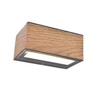 Lutec 5189135118 GEMINI 10.5W IP54 LED Outdoor Up/Down Wall Light 4000K - Wood Print Look