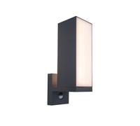 Lutec Cuba LED Outdoor Wall Light with PIR Sensor - Dark Grey
