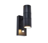 Lutec 5210702330 COASTAL IP44 GU10 Polycarbonate Outdoor Up/Down Wall Light with PIR - Black (Lamp Not Included)