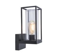 Flair Outdoor Wall Light, Modern Wall Light Made of Metal/Glass in Matt Black, 1-Bulb, Square Wall Light with E27 Socket Max. 60 Watt, Outdoor Light with Light Effect for Entrance Area