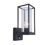 Lutec Flair Outdoor Lantern Wall Light with PIR Sensor - Black Aluminium