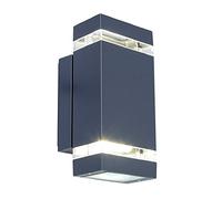 Lutec 5605013118 LED Anthracite Outdoor Modern Rectangular Up & Down Wall Light | Focus | LED 7W 300 Lumen 4000k Cool White (Included) | IP44 Exterior Rating | Free Air Freshener Promo