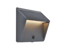 Lutec 6912301335 LINKO 11.5W IP44 LED Solar Outdoor Wall Light with PIR 3000K - Dark Grey