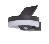 Lutec 6915801335 RUNDA 12W IP54 LED Solar Outdoor Wall Light with PIR 4000K - Dark Grey