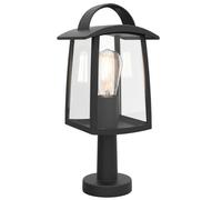 Lutec 7273604012 KELSEY IP44 E27 Outdoor Pedestal Light with Clear Glass - Matt Black (Lamp Not Included)