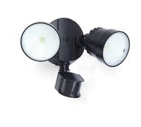 Lutec 7622104330 SHRIMP 12W IP54 LED Twin Head Floodlight with PIR 5000K - Black