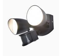 Lutec 7622222012 SHRIMP 20W IP54 LED Twin Head Floodlight with PIR 4000K - Black